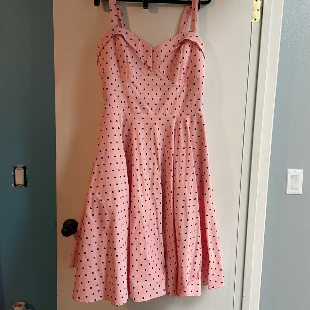 Euc 3x Rose Polka dot Maneater Swing Dress